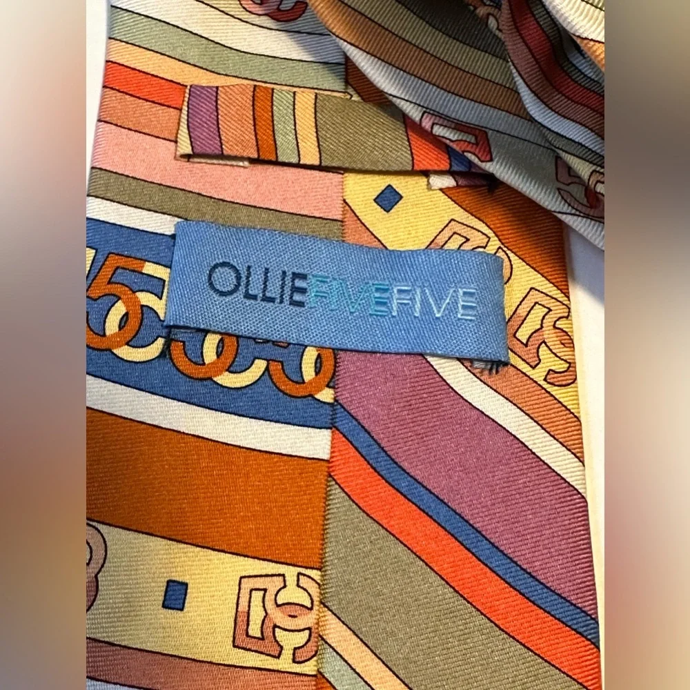 Ollie Five Five Silk Neck Tie Bright Stripes‎